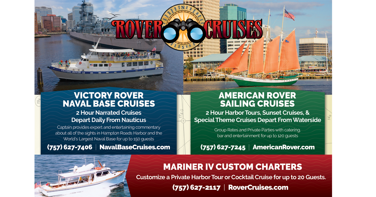Rover Cruises and Tours Cruises Departing from Downtown Norfolk and The Virginia Aquarium in Virginia Beach. Bus Tours Departing from Naval Station Norfolk.