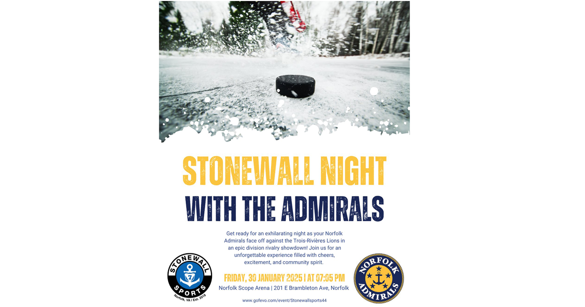 Join Stonewall Sports Norfolk as the Norfolk Admirals face off against the Trois-Rivières Lions in an epic rivalry game.